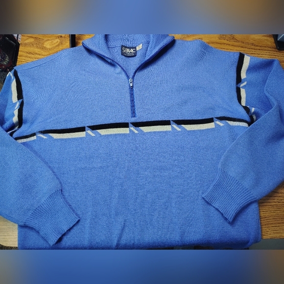 Serac 100% wool sweater, ½ zipper, pullover Men's Turtleneck Winter Blue sz XL. - Picture 8 of 14